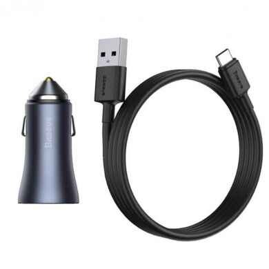 АЗП Baseus Golden Contactor Pro 1 USB QC 3.0 + Type-C PD(40W) + PD lightning cabl (TZCCJD-B0G) Black