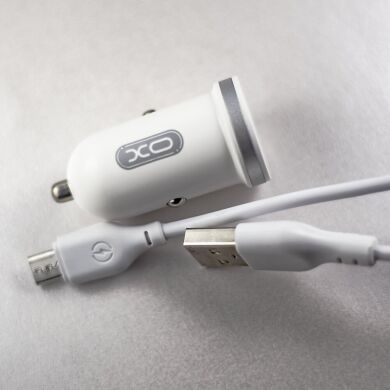 АЗП XO TZ08 2.1A/2 USB + microUSB White