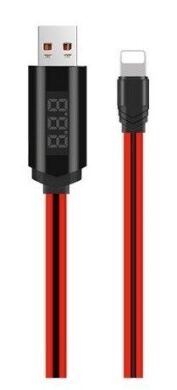 Кабель HOCO Lightning U29 LED Displayed Timing Black-Red