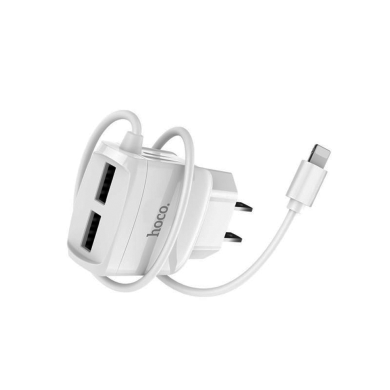 МЗП Hoco C59 2.1A/2 USB + lightning cable White