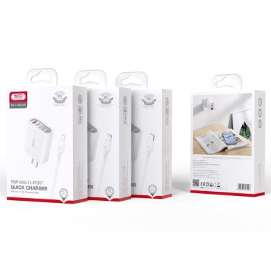 МЗП QC 3.0 XO L100 36W (18W/1USB + 2.4A/3 USB) + lightning