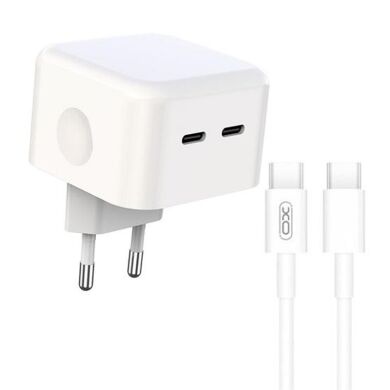 МЗП QC 3.0 XO L102 35W/2 USB-C + Type-C NB124 White