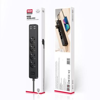 МЗП Adapter XO WL-10 EU 4AC+4USB Black