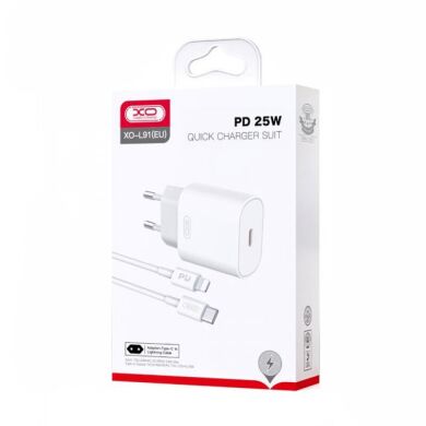 МЗП PD XO L91 25W/1 USB-C + lightning White