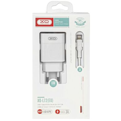 МЗП QC 3.0 XO L72 30W (18W/1USB + 2.4A/2 USB) + Lightning White