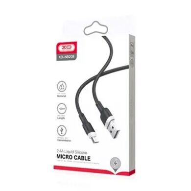 Кабель XO microUSB NB208 Liquid Silicone 2.1A/1m Black