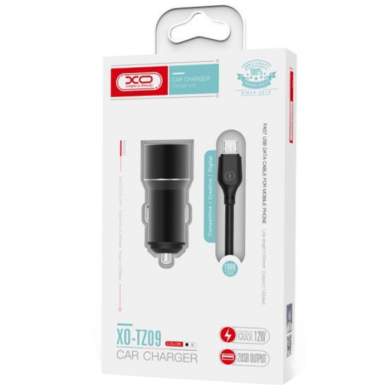АЗП XO TZ09 2.4A/2 USB + Type-C Black