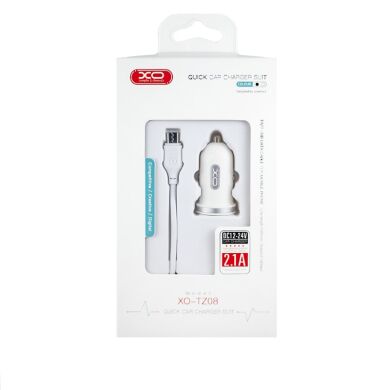 АЗП XO TZ08 2.1A/2 USB + Type-C White