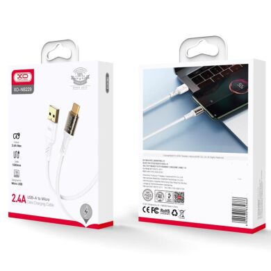 Кабель XO microUSB NB229 2.4A/1m White